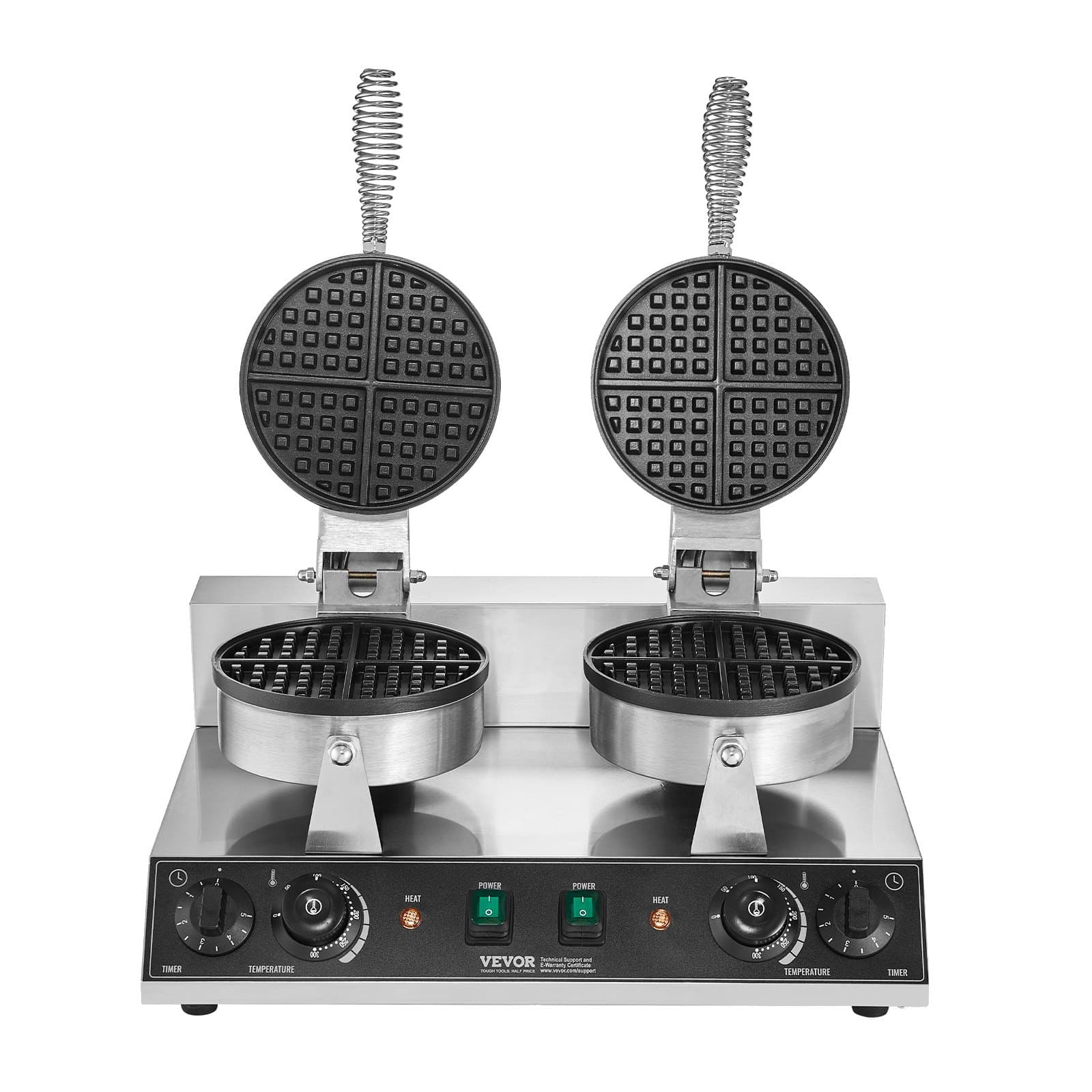 VEVOR Dual-Head Belgian Waffle Maker 2460W, Non-Stick Stainless Steel Waffle Iron with Temp & Timer Control for Home & Restaurant - Pilt 11