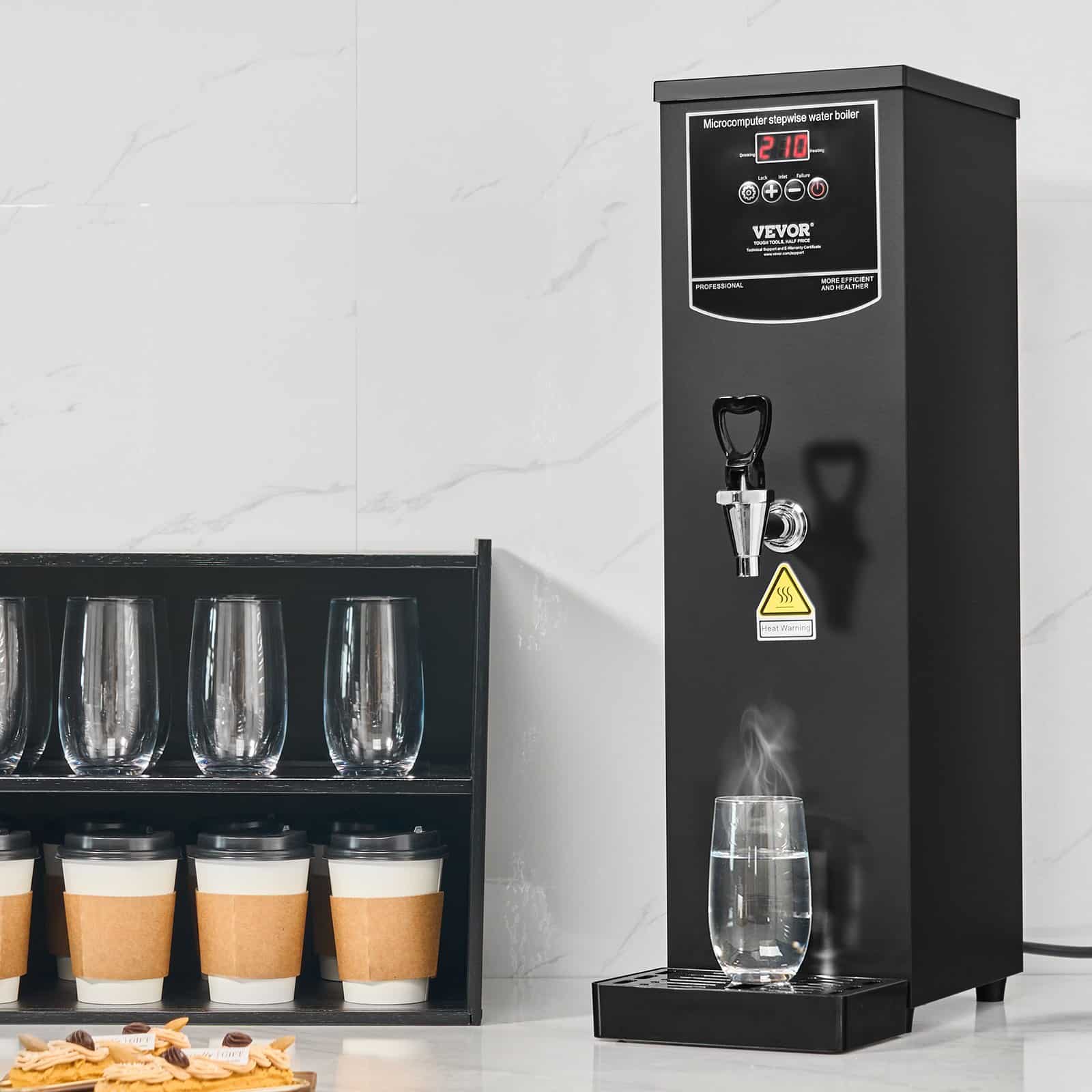 VEVOR 15L Electric Commercial Water Boiler, 2500W Fast Heating, 50L/h Output, Stainless Steel, for Coffee, Tea, Office, Restaurant — изображение 8