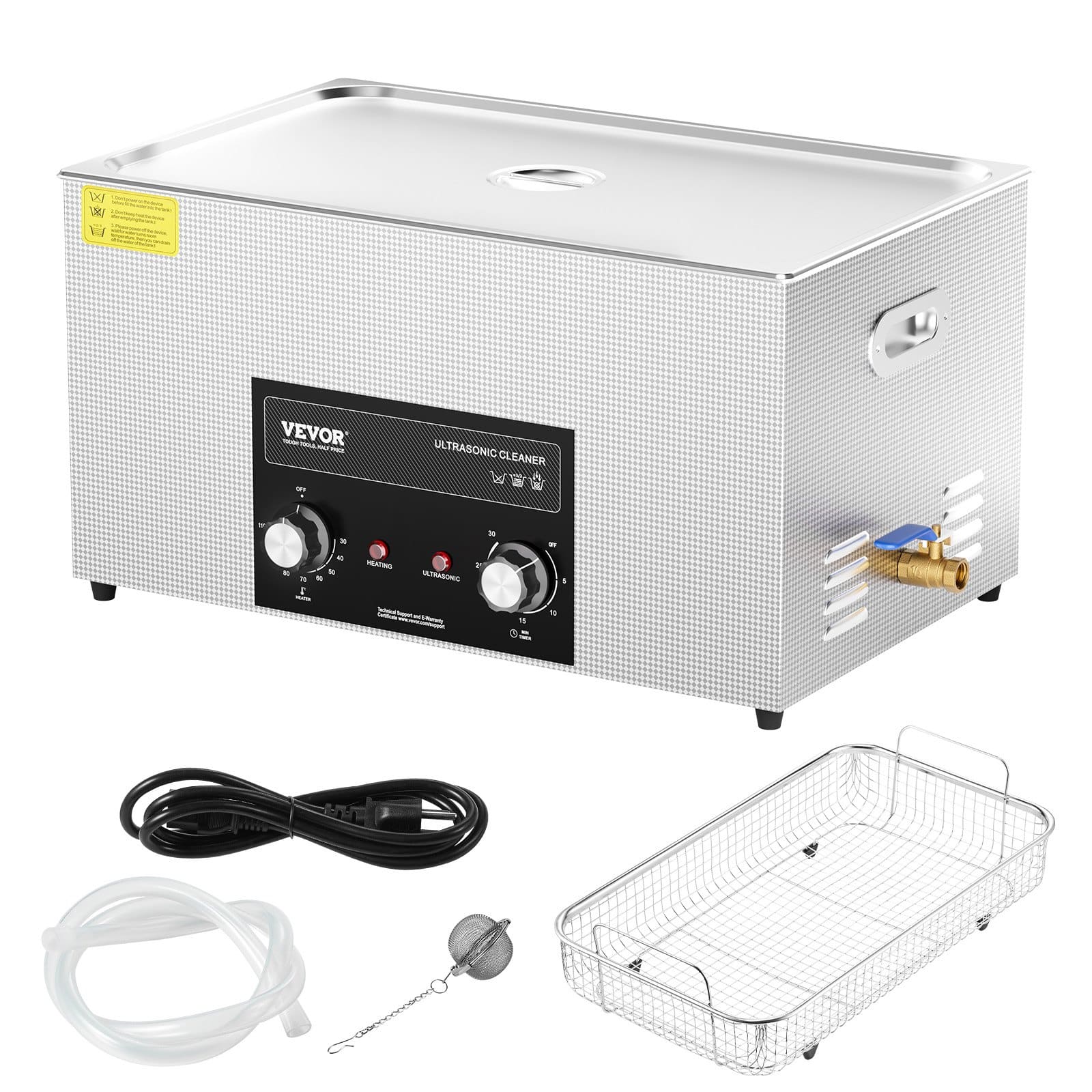 VEVOR 22L Ultrasonic Cleaner 480W with Heater, Timer & Basket – 40kHz Digital Cavitation Cleaning Machine for Lab, Auto, Jewelry – Paveikslėlis 9