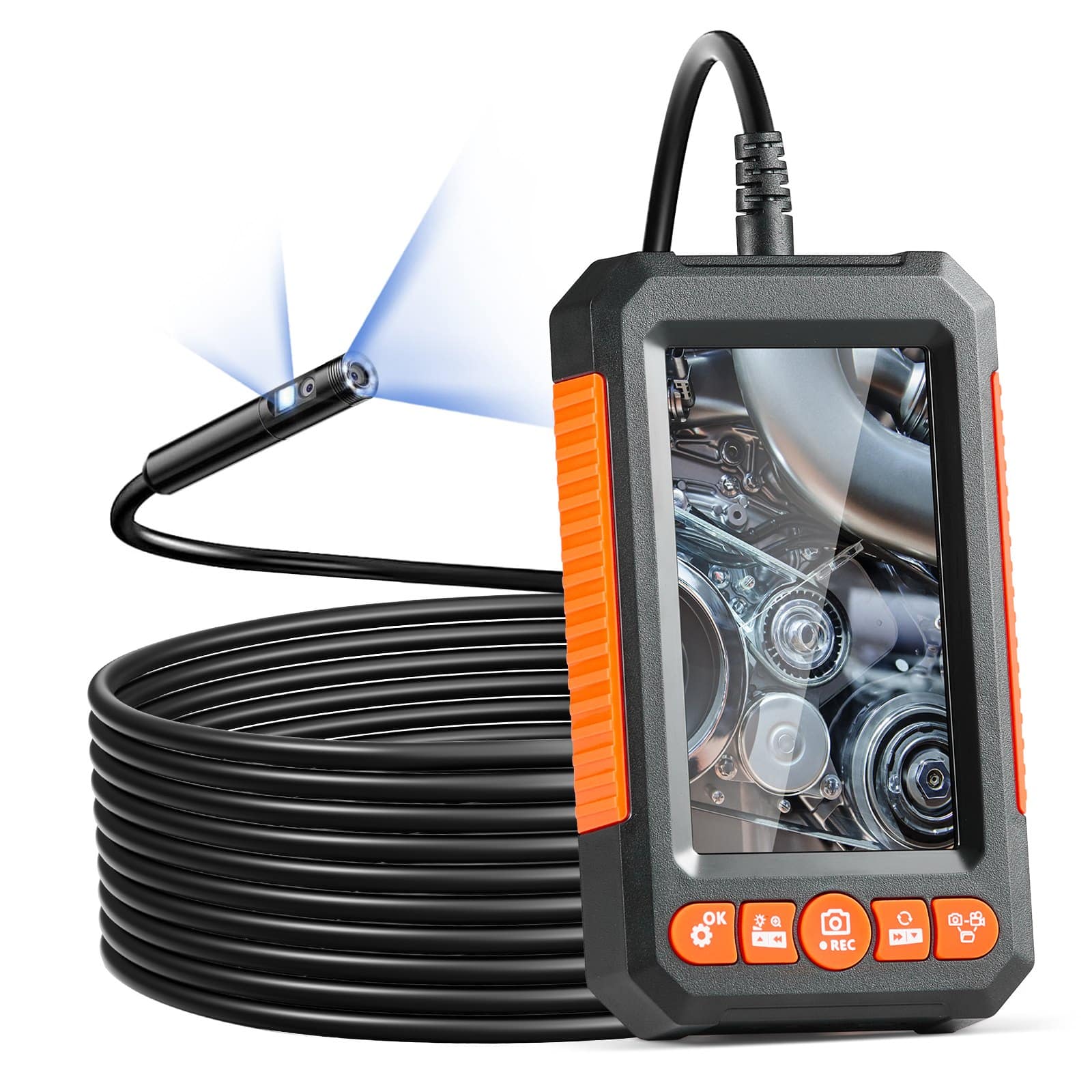 VEVOR Dual Lens Endoscope Camera with Lights, 5m Cable, 10.9cm Screen, HD Borescope with 8mm Waterproof Probe, 1080P Video - Image 9