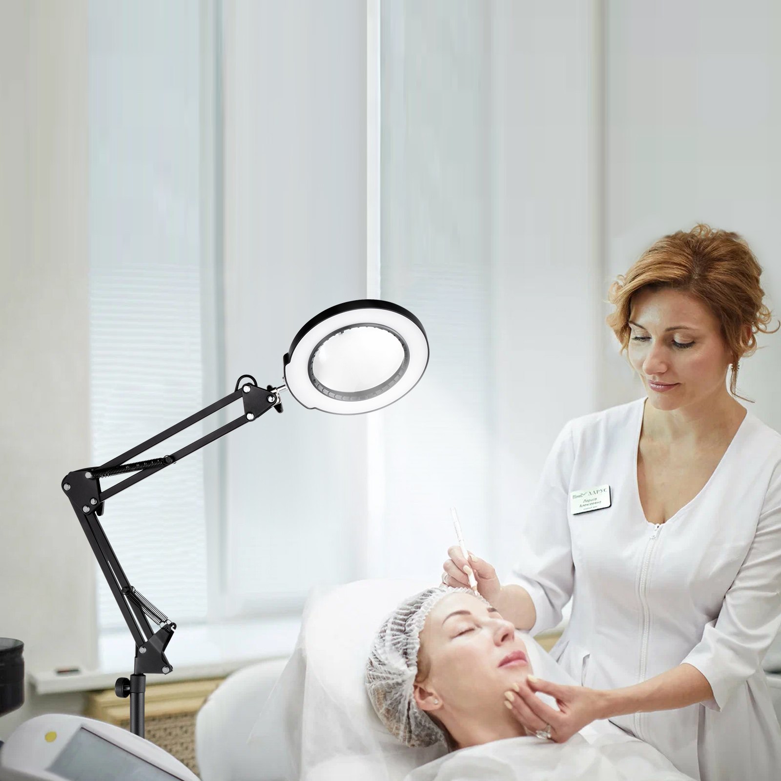 VEVOR 3-in-1 LED Magnifying Floor Lamp with 5X Glass Lens, Adjustable Height & Arm, 5 Color Modes, for Reading & Crafts — Attēls 8