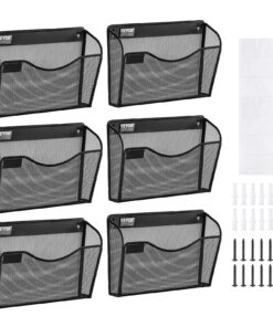 VEVOR 6-Piece Metal Mesh Wall File Organizer with Labels, 1-Pocket Holders for Documents, Mail & Magazines, for Office & Home