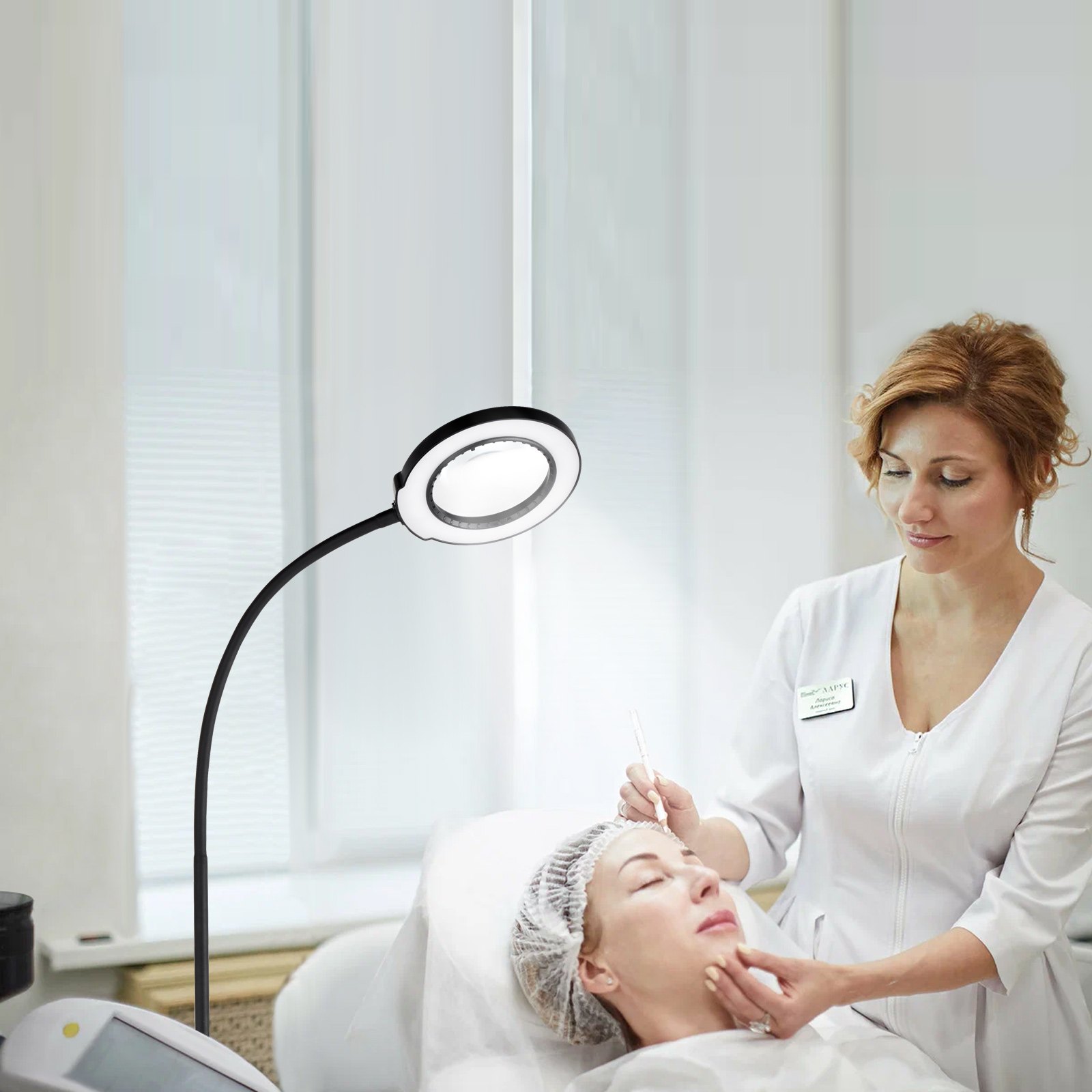 VEVOR 5X LED Magnifying Floor Lamp with 4.3" Glass Lens, Adjustable Height, 3-in-1 Clamp & Floor Use, 5 Light Modes for Reading & Crafts — Attēls 8