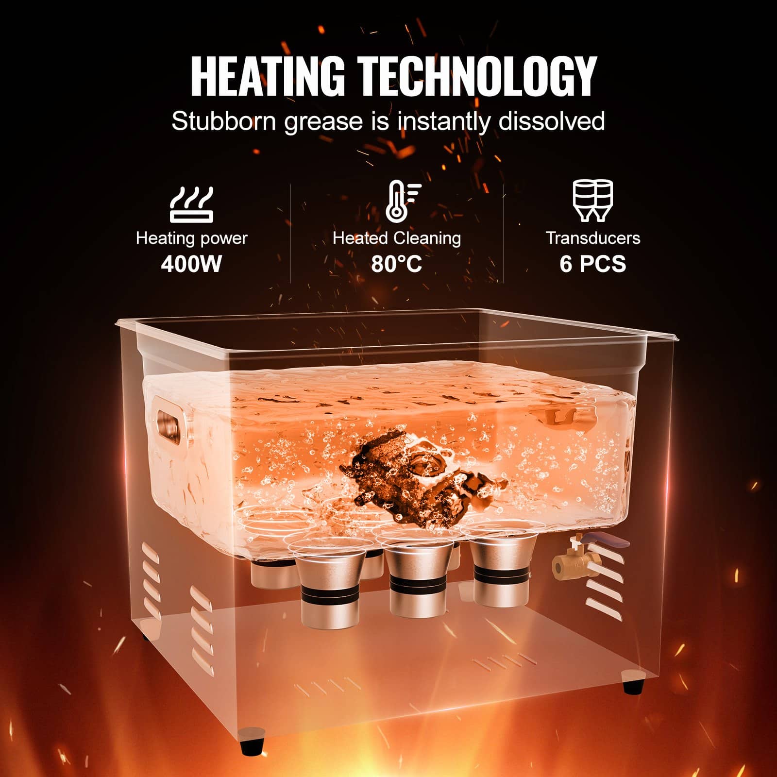 VEVOR 15L Ultrasonic Cleaner 360W 40kHz with Timer & Heater, Digital Cleaning Machine for Jewelry, Glasses, Tools, Parts - Pilt 3