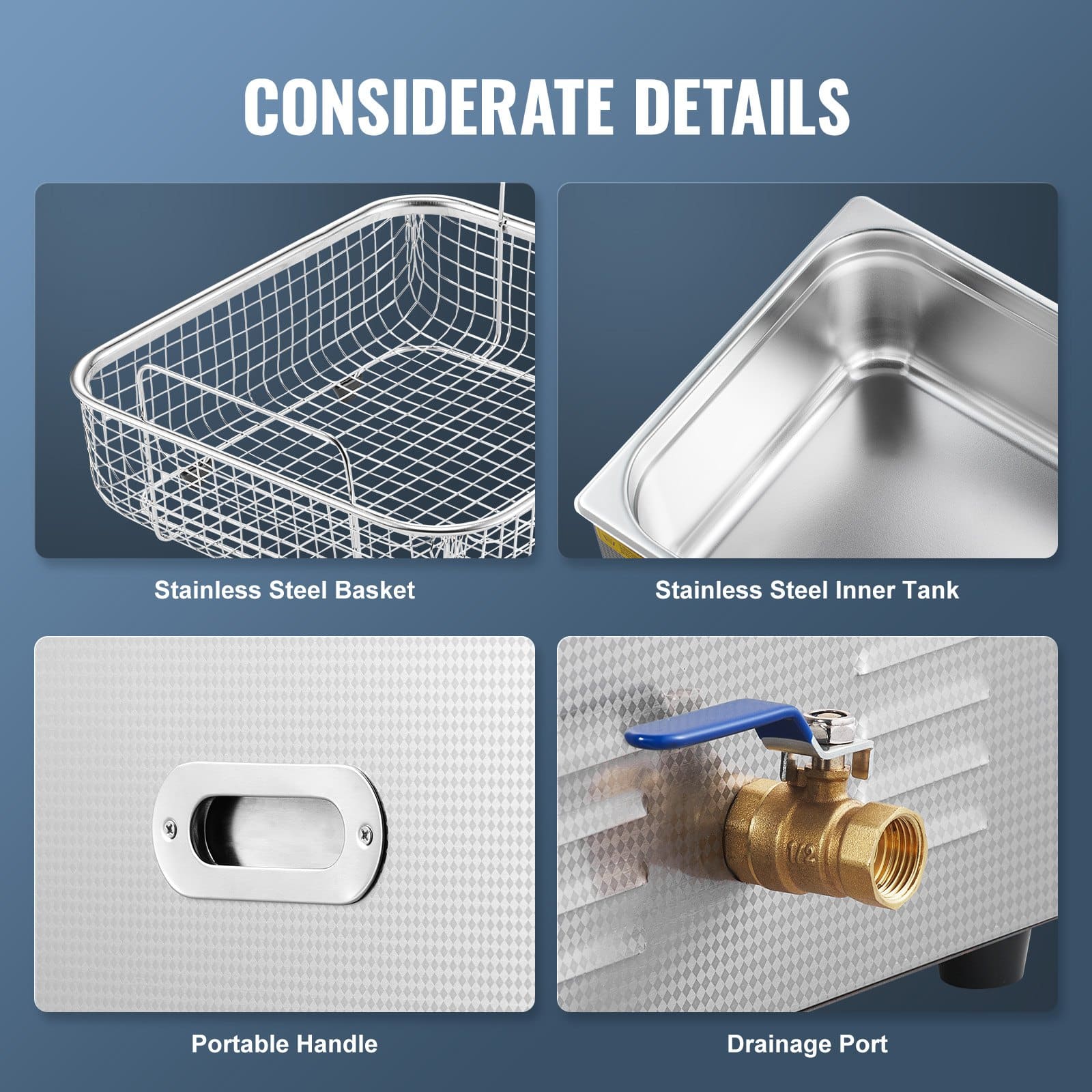 VEVOR 15L Ultrasonic Cleaner 360W 40kHz with Timer & Heater, Digital Cleaning Machine for Jewelry, Glasses, Tools, Parts - Pilt 5