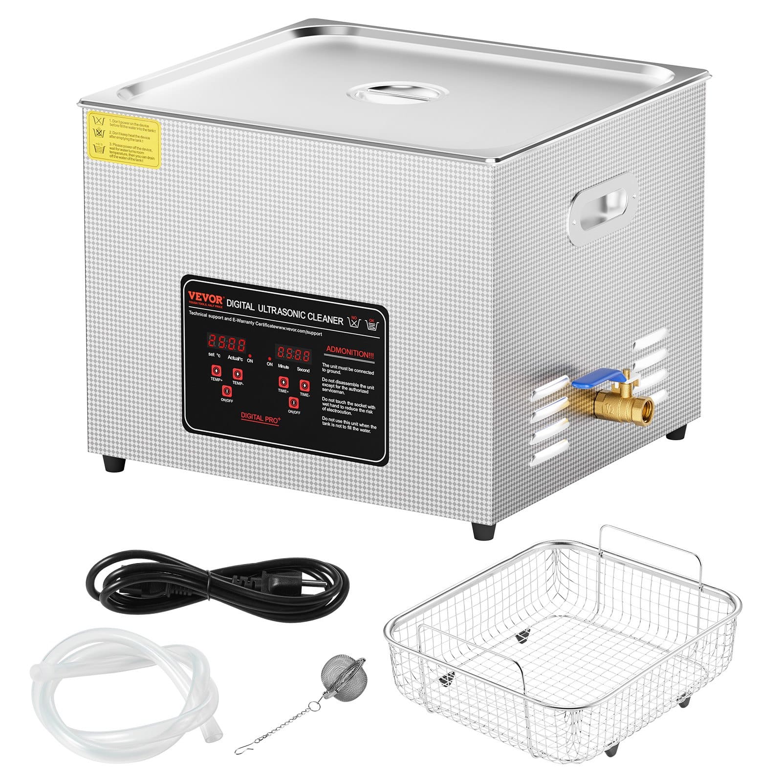 VEVOR 15L Ultrasonic Cleaner 360W 40kHz with Timer & Heater, Digital Cleaning Machine for Jewelry, Glasses, Tools, Parts - Pilt 9