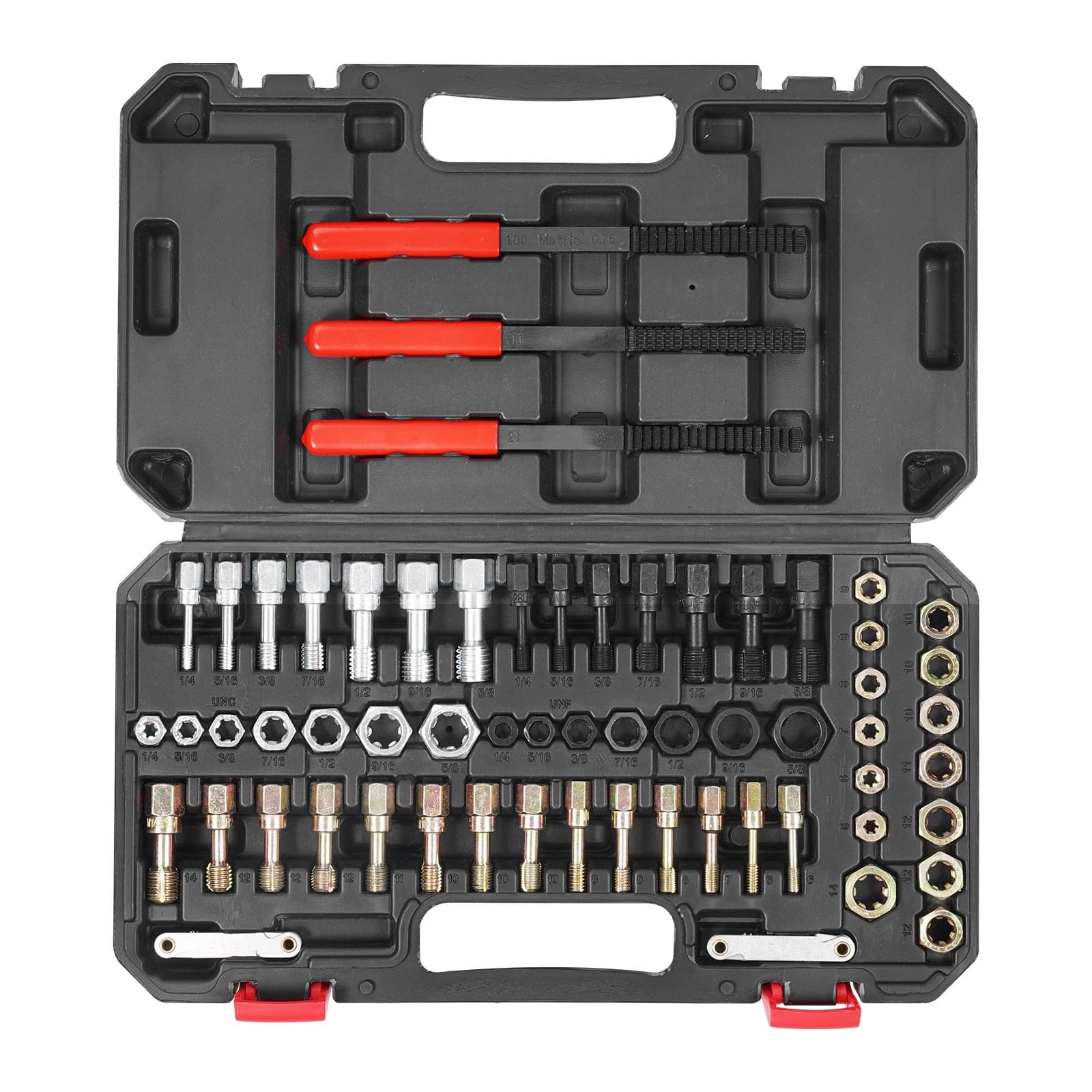 VEVOR 61-Piece Thread Chaser Set – Metric, UNC & UNF Thread Repair Kit with Taps, Dies, Files, Steel, Case for Mechanics & DIY — attēls 11
