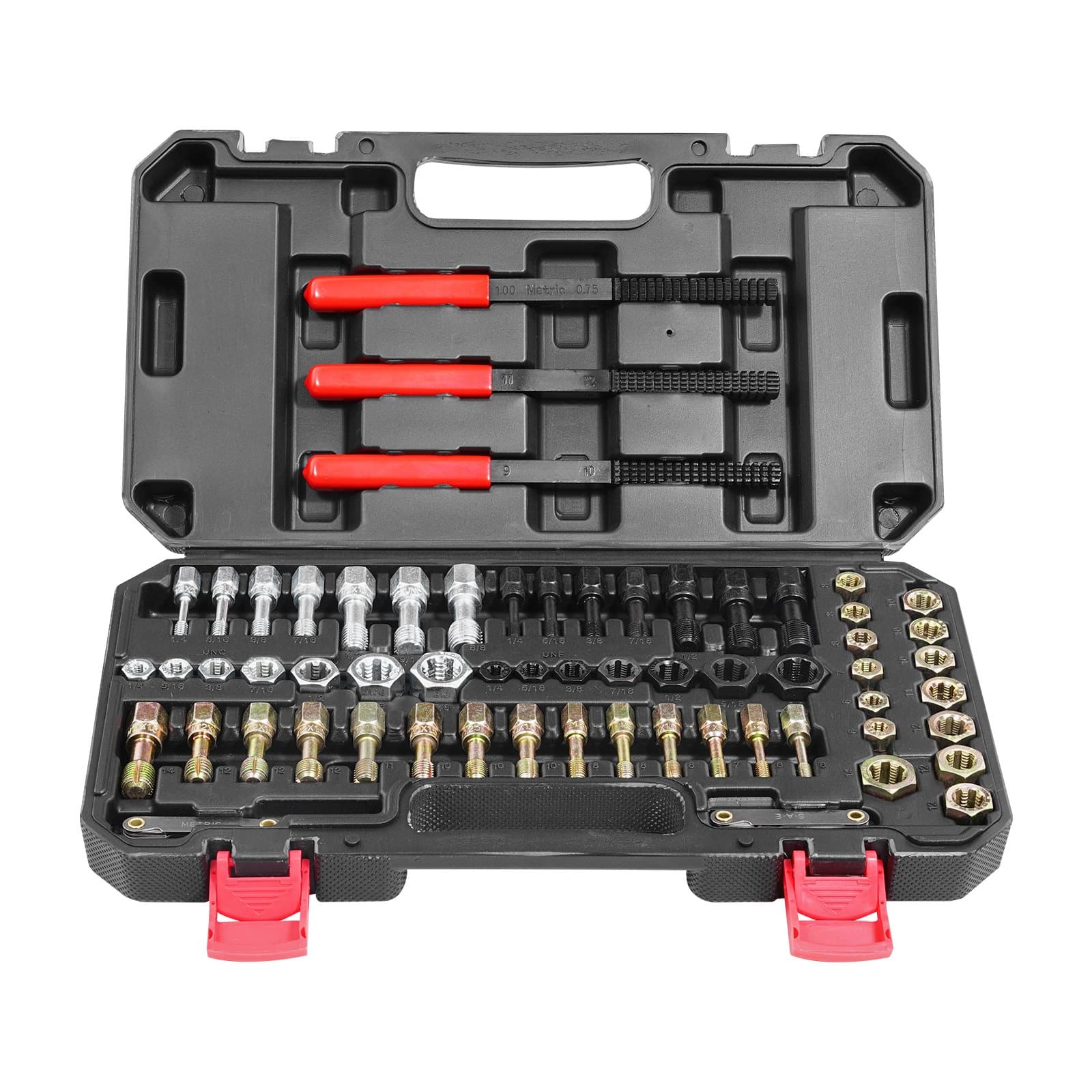 VEVOR 61-Piece Thread Chaser Set – Metric, UNC & UNF Thread Repair Kit with Taps, Dies, Files, Steel, Case for Mechanics & DIY — attēls 9