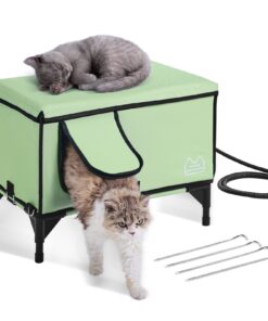 VEVOR Heated Elevated Cat House (водонепроницаемое складное укрытие с термостатом и таймером, 52×33 см, зеленый (средний)