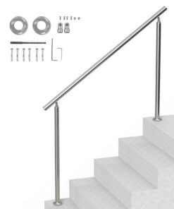 VEVOR Наружные Поручни из Нержавеющей Стали 150см, Регулируемые Двойные Перила с Комплектом Креплений