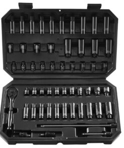 VEVOR 55-Piece 1/4" Drive Impact Socket Set, Metric 4–15mm & SAE 4–14mm, Deep/Shallow, CR-V Steel, Case Included