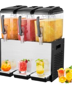 VEVOR Коммерческий диспенсер для напитков, 3 бака по 12 л, 370 Вт, из нержавеющей стали, для холодных напитков в бары и рестораны