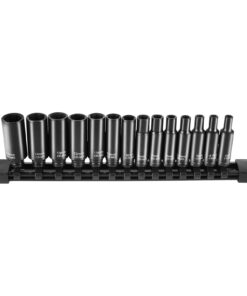 VEVOR 1/4" Drive Metric Deep Impact Socket Set, 14pcs 4–15mm, Cr-Mo Steel, 6-Point, with Organizer for Auto Repair