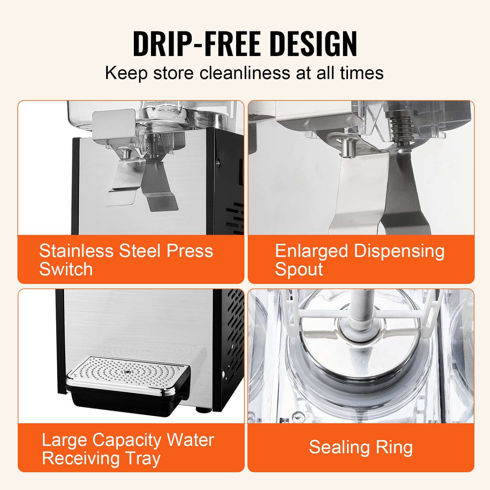 VEVOR 18L Commercial Cold Beverage Dispenser, 300W Stainless Steel Juice Machine with 7–12°C Cooling for Restaurant & Bar – Paveikslėlis 5