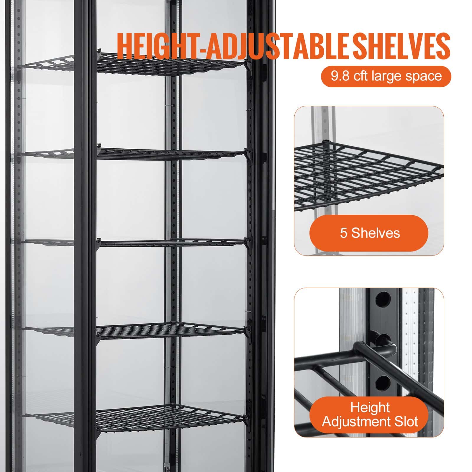 VEVOR 278L Refrigerated Pastry Display Case, 5-Tier Commercial Fridge with LED, Turbo Cooling, for Bakery & Café - Image 5