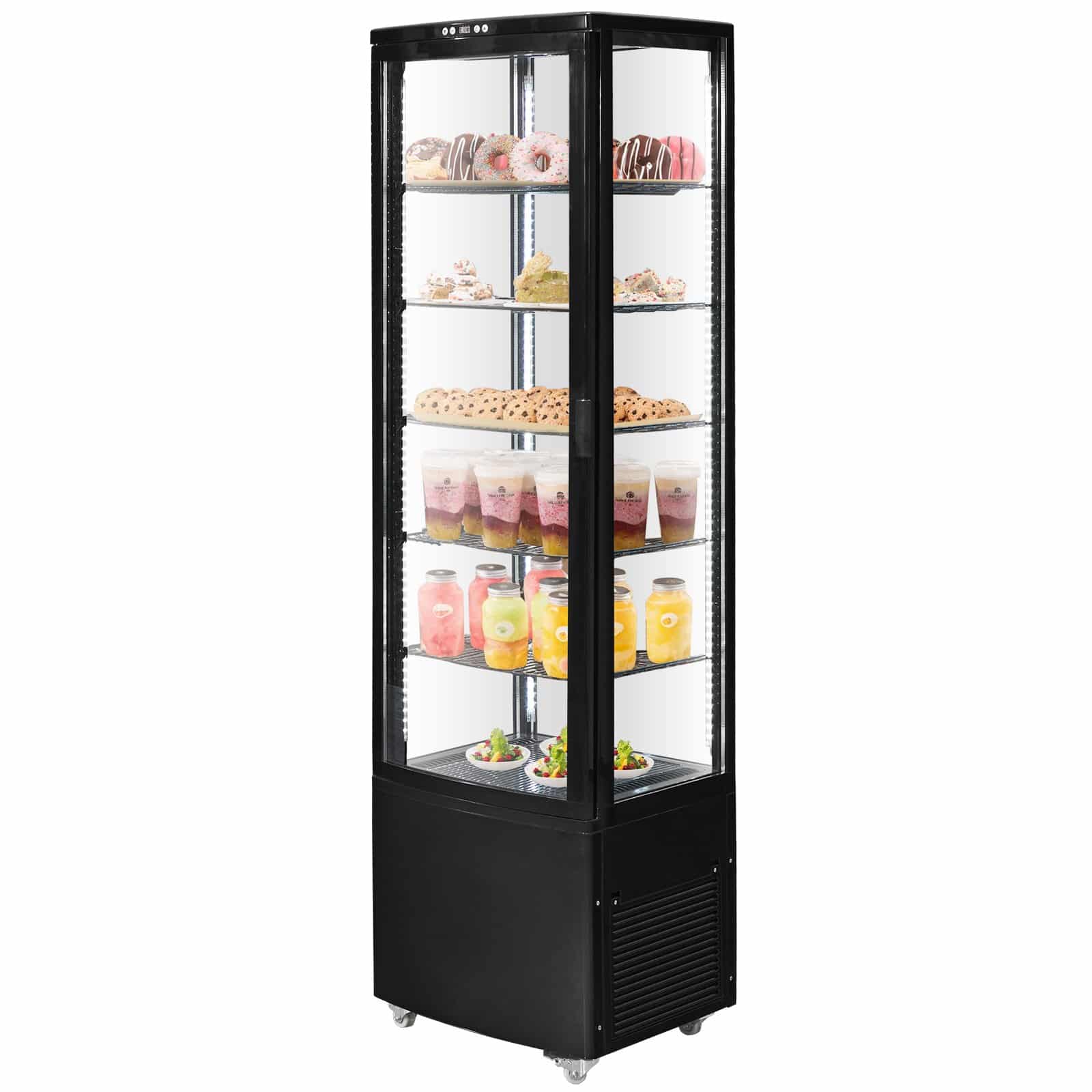 VEVOR 278L Refrigerated Pastry Display Case, 5-Tier Commercial Fridge with LED, Turbo Cooling, for Bakery & Café