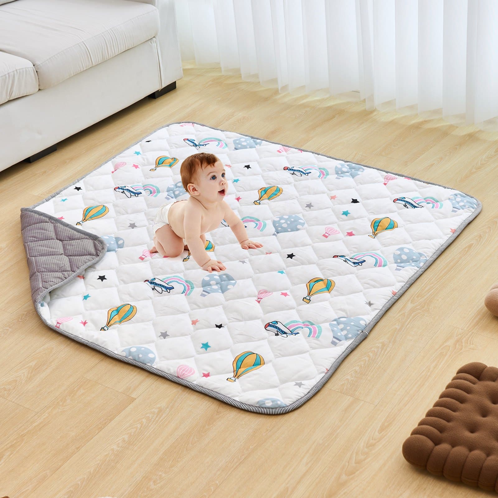 VEVOR Baby Play Mat 127x127 cm – Soft, Non-Slip, Foldable, Waterproof, Machine Washable Mat for Babies & Toddlers