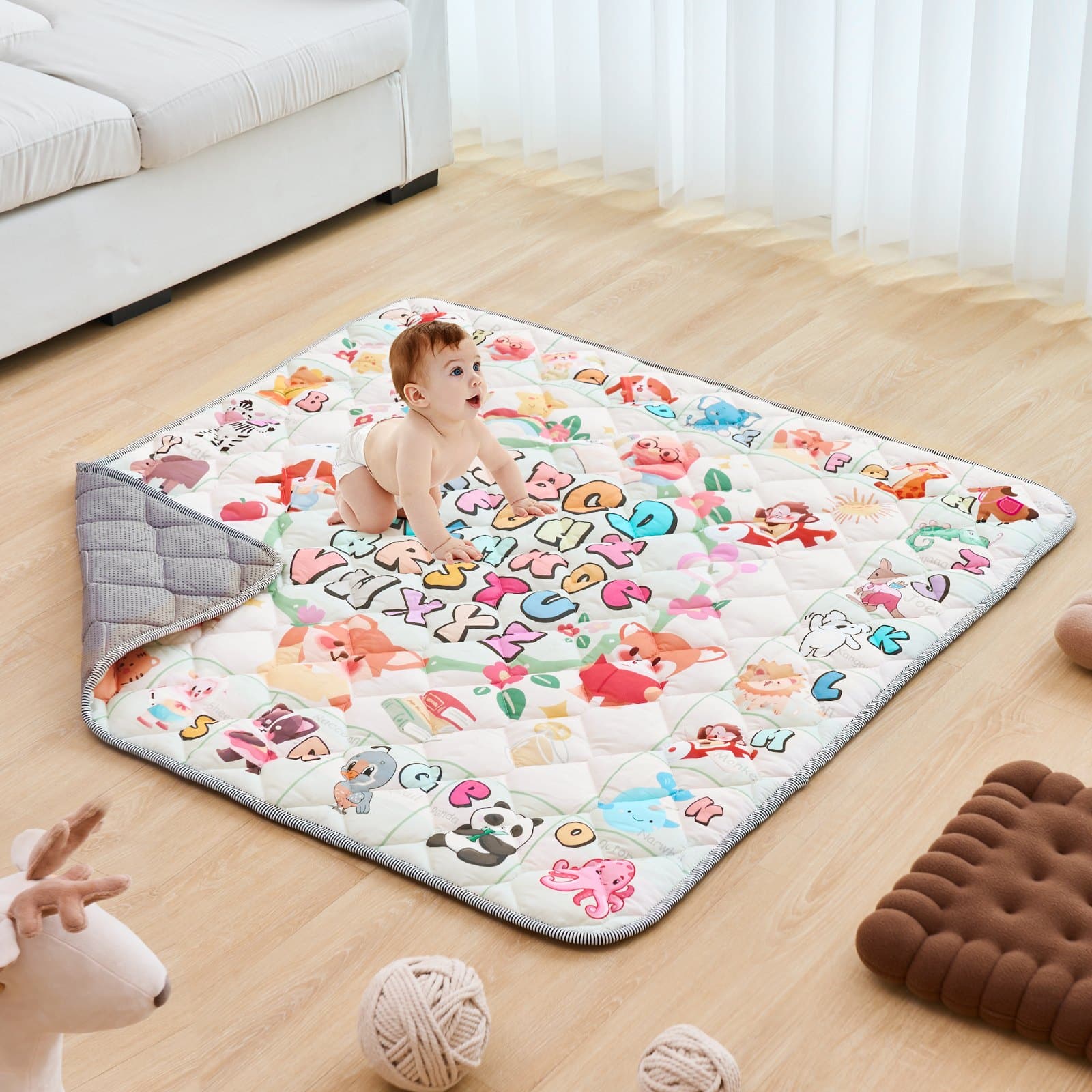 VEVOR Baby Play Mat 1.27x1.27 m – Non-Slip, Foldable, Soft & Washable Crawling Mat for Babies, Infants & Toddlers