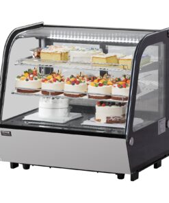 VEVOR 115L Countertop Refrigerated Display Case, 2-Tier Pastry Cooler with LED, Turbo Cooling & Frost-Free, for Bakery Use