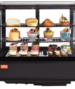 VEVOR 100L Countertop Refrigerated Display Case, Dual-Level Cake Fridge with LED, No-Frost Cooling & Digital Control