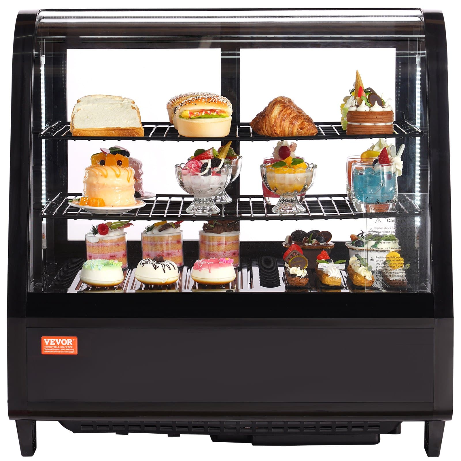 VEVOR 100L Countertop Refrigerated Display Case, Dual-Level Cake Fridge with LED, No-Frost Cooling & Digital Control
