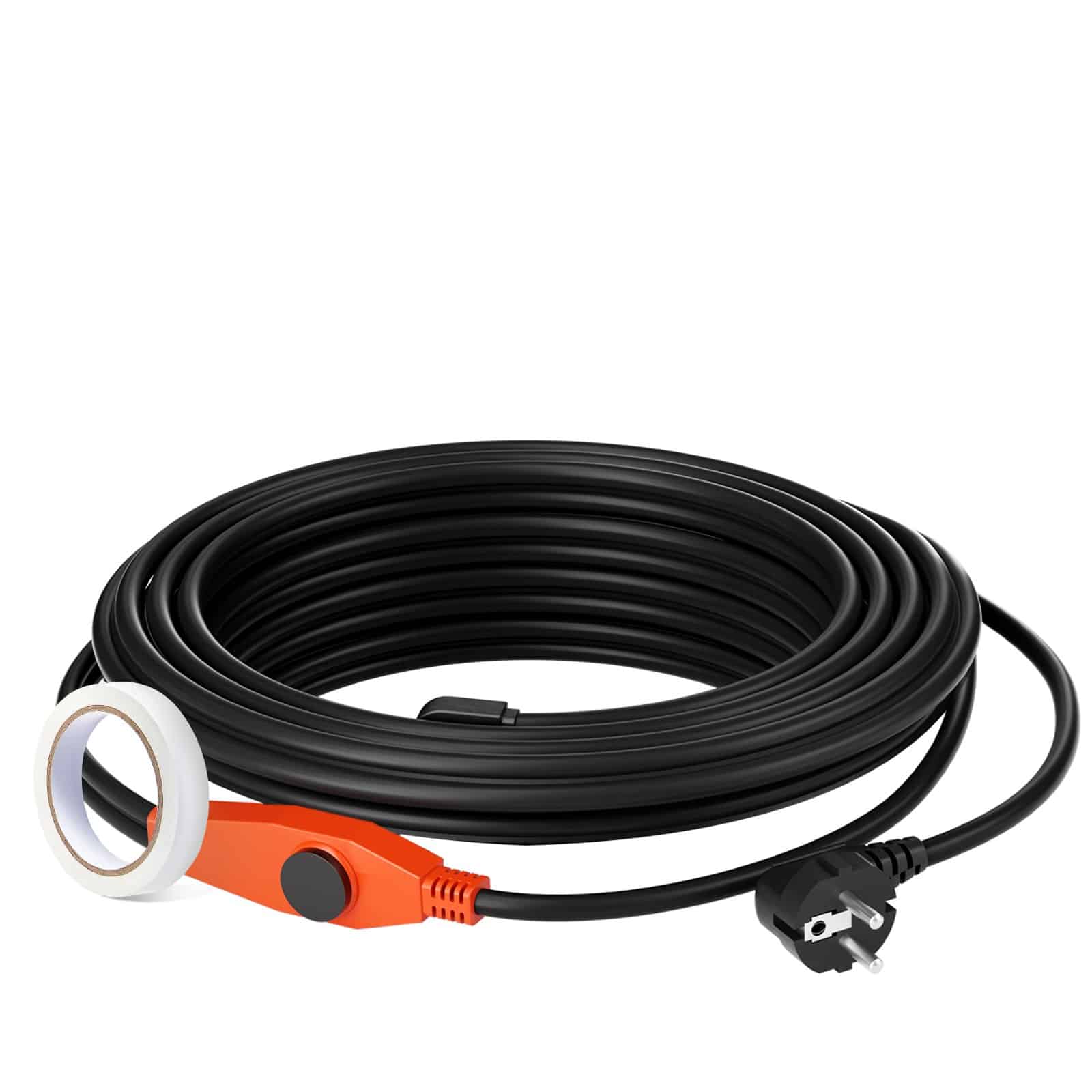 VEVOR 9m Pipe Heating Cable 23W/m with Thermostat – Anti-Freeze Heat Tape for PVC, Metal & Plastic Pipes, IP68 Waterproof