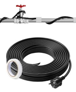 VEVOR 18.3m 16.4W/m Self-Regulating Pipe Heating Cable with Thermostat – Freeze Protection for Metal, PVC & Plastic Pipes