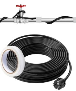 VEVOR 36.6m Self-Regulating Pipe Heating Cable 16.4W/m with Thermostat – Freeze Protection for Metal, PVC & Plastic Pipes