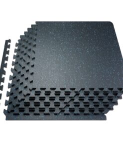 VEVOR 1,42 см Толстые переплетенные коврики для спортзала, 25 резиновых плиток и плиток для выхода в открытый космос, 63,5x63,5 см, покрытие 9,3 м², черно-синее