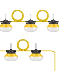 VEVOR 15.24m LED Construction String Work Lights 50W 5000LM IP65 Waterproof Connectable for Indoor & Outdoor Use