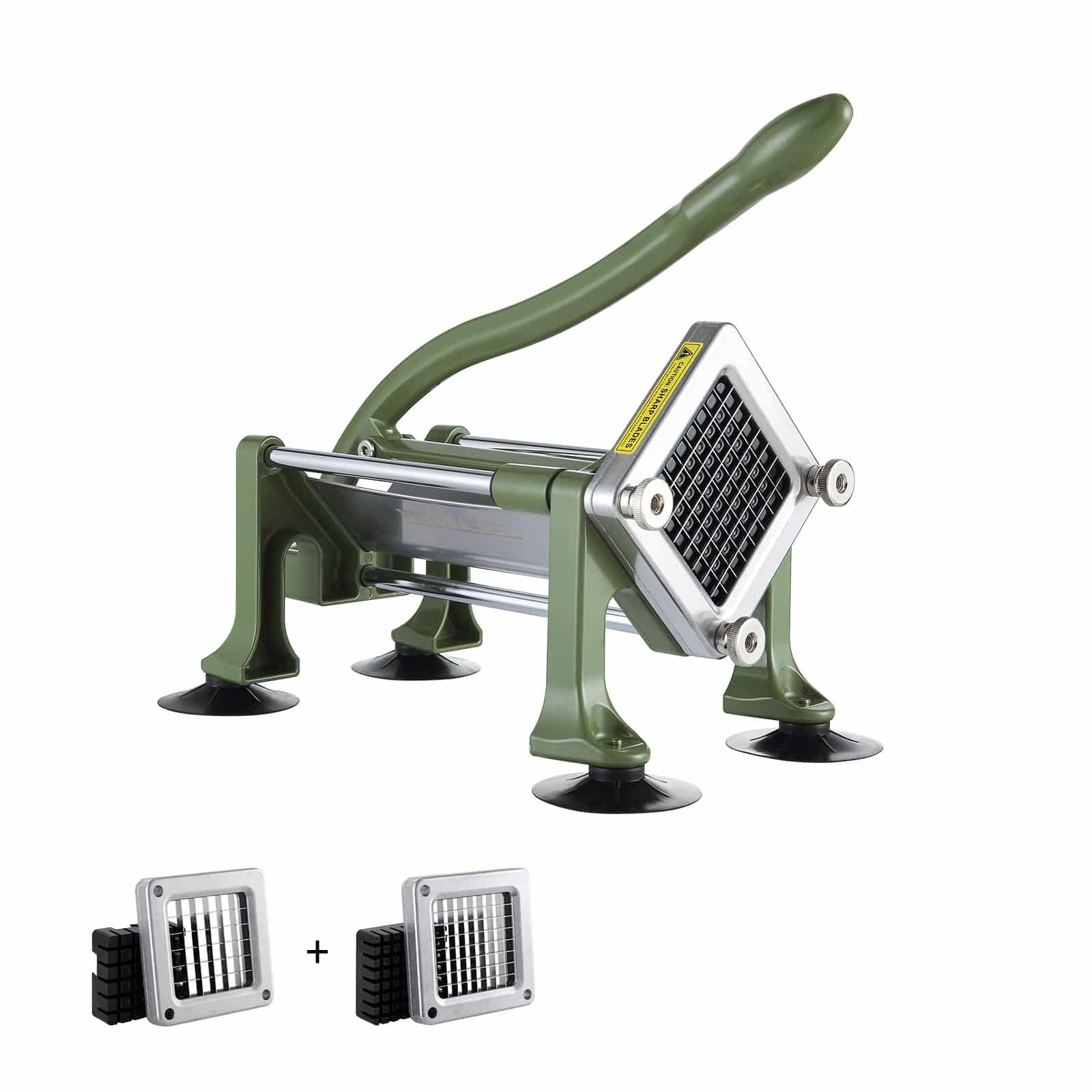 VEVOR Manual French Fry Cutter with 13mm & 9.5mm Stainless Steel Blades, Suction Base, for Potatoes, Carrots, Cucumbers, Vegetables