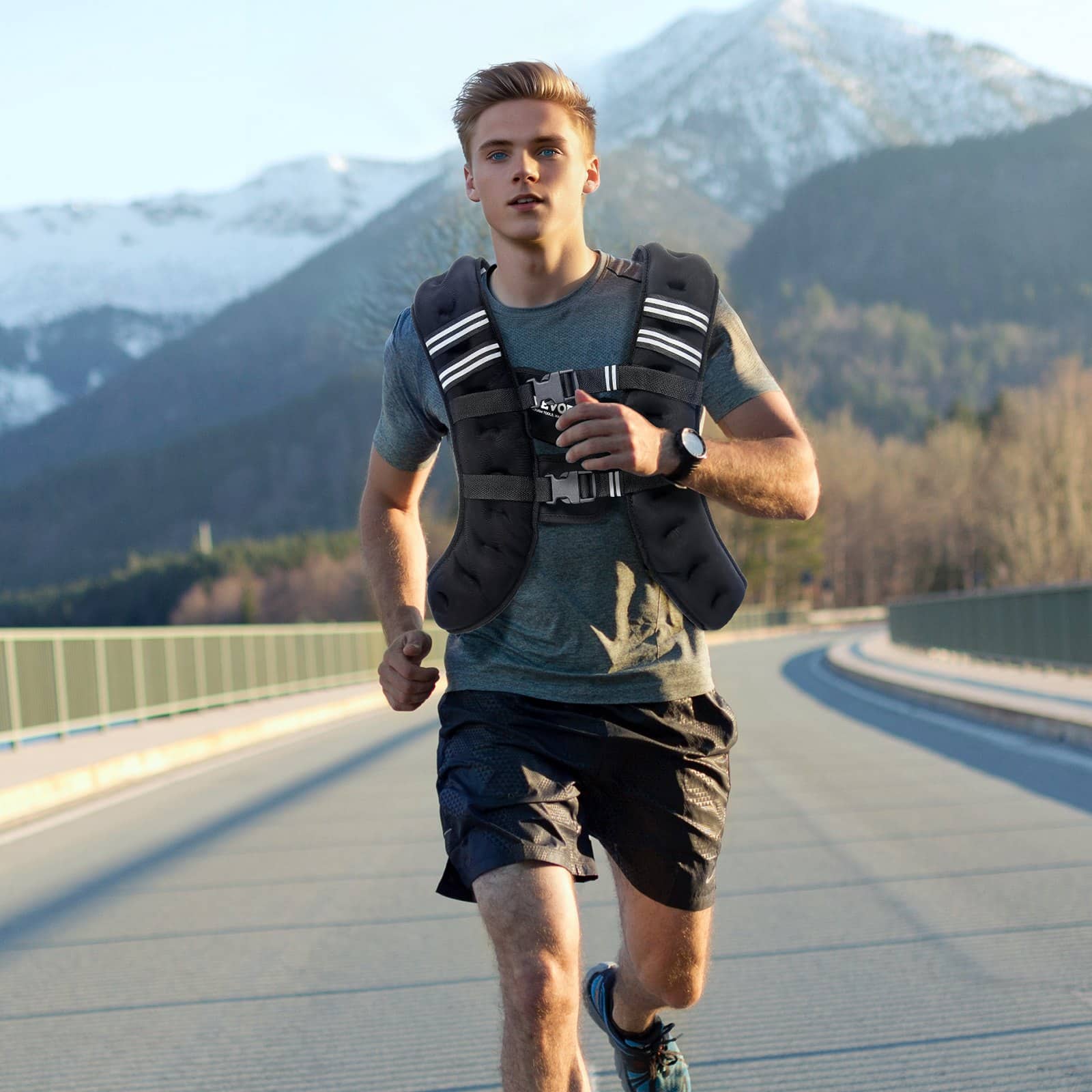 VEVOR 13.6 kg Weighted Vest with Reflective Stripes, Adjustable Fit, Dual Pockets for Running, Training & Fitness - Unisex – Paveikslėlis 8