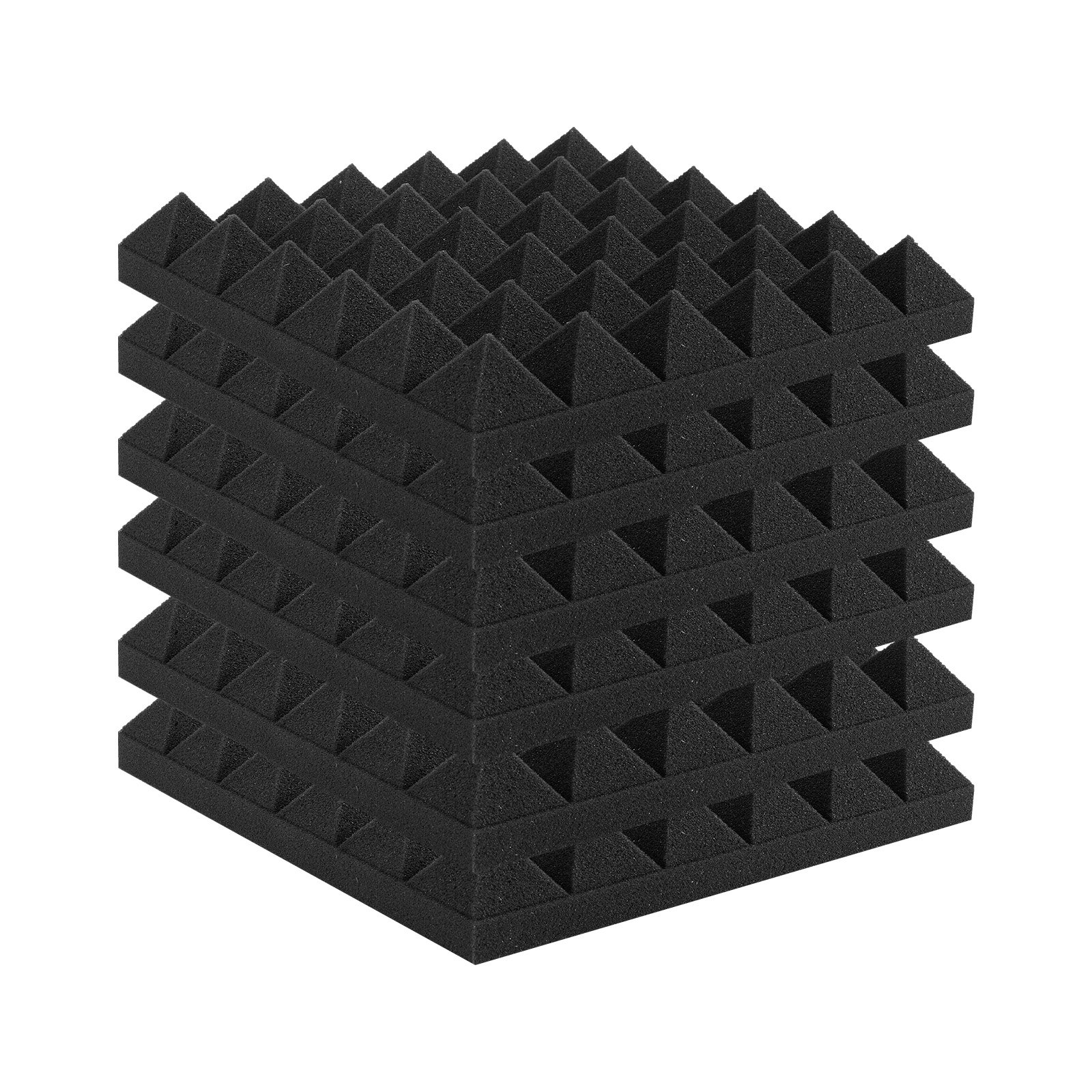 VEVOR 48-Pack Black Adhesive Pyramid Acoustic Foam Panels 30kg/m³, 30x30x5cm, Fire-Resistant Soundproof Panels for Studio & Wall Use — attēls 11