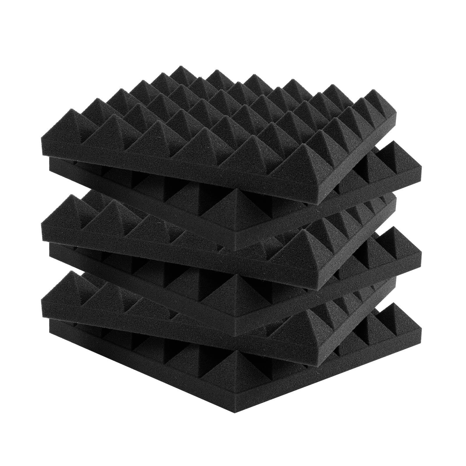 VEVOR 48-Pack Black Adhesive Pyramid Acoustic Foam Panels 30kg/m³, 30x30x5cm, Fire-Resistant Soundproof Panels for Studio & Wall Use — attēls 12
