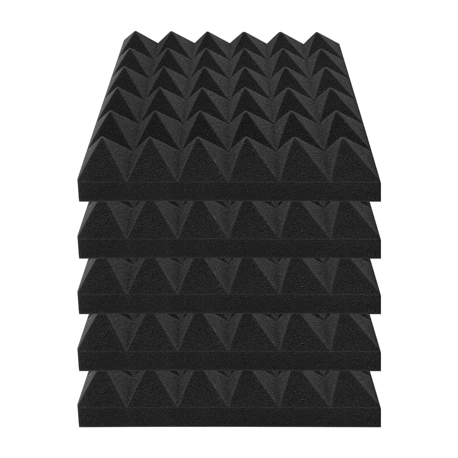 VEVOR 48-Pack Black Adhesive Pyramid Acoustic Foam Panels 30kg/m³, 30x30x5cm, Fire-Resistant Soundproof Panels for Studio & Wall Use — attēls 9