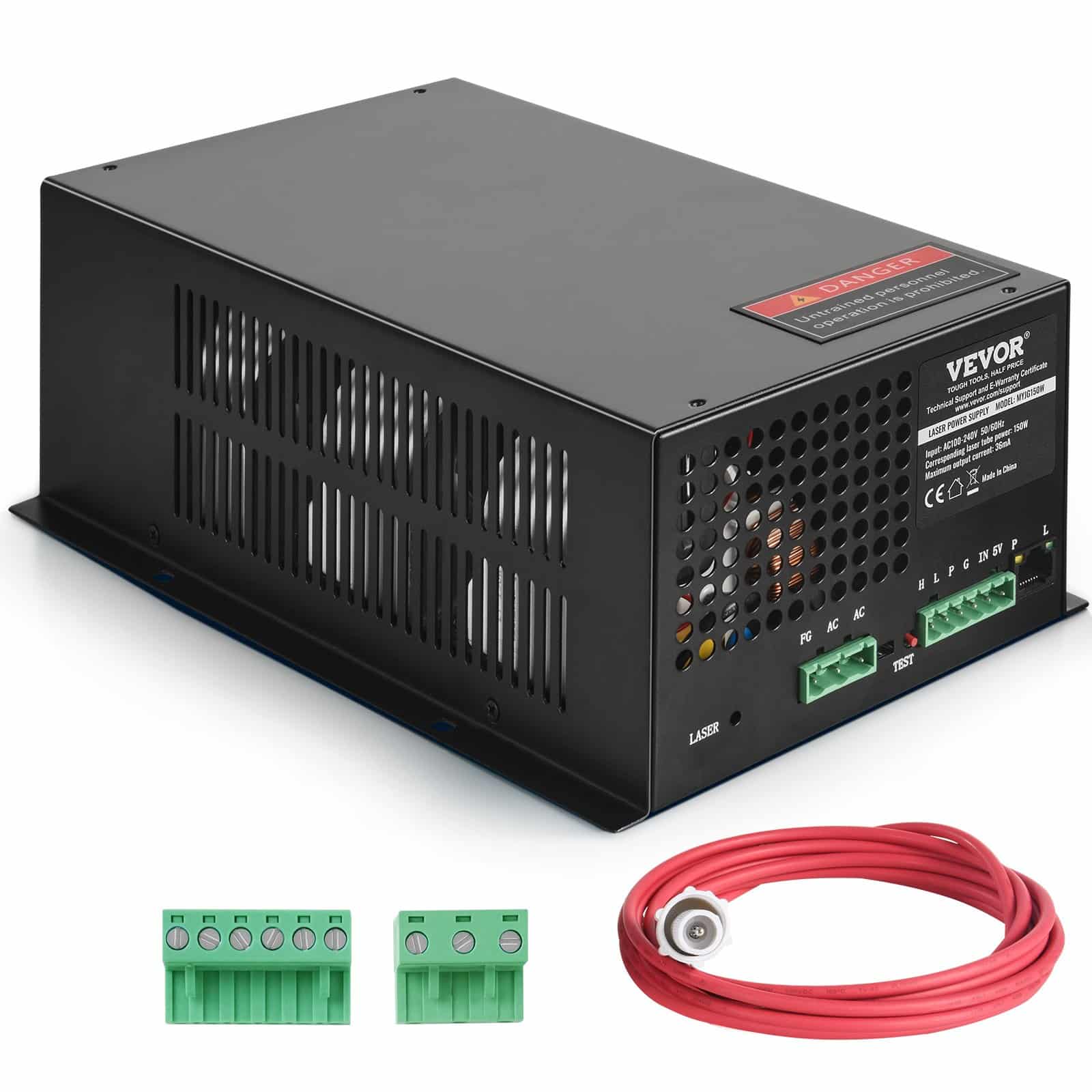 VEVOR 150W CO2 Laser Power Supply with Fast Cooling, Protection Features, for Laser Engraving & Cutting Machines