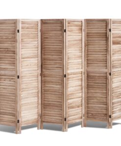 VEVOR 6-Panel Wood Room Divider, 170 cm Tall Folding Privacy Screen, Louvered Design, Portable Partition for Home & Office