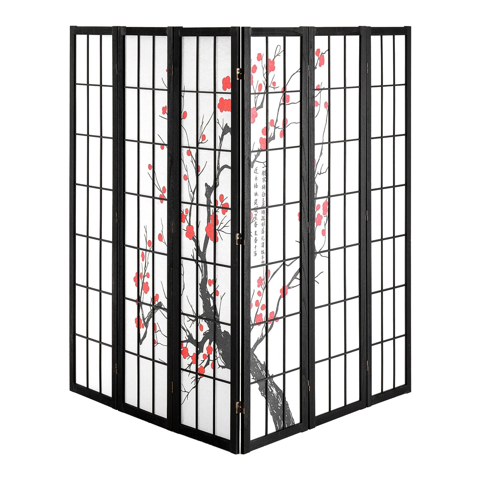VEVOR 6-Panel Japanese Wood Room Divider, 241 cm Folding Privacy Screen for Home, Office, Bedroom, Restaurant Decor - Image 10