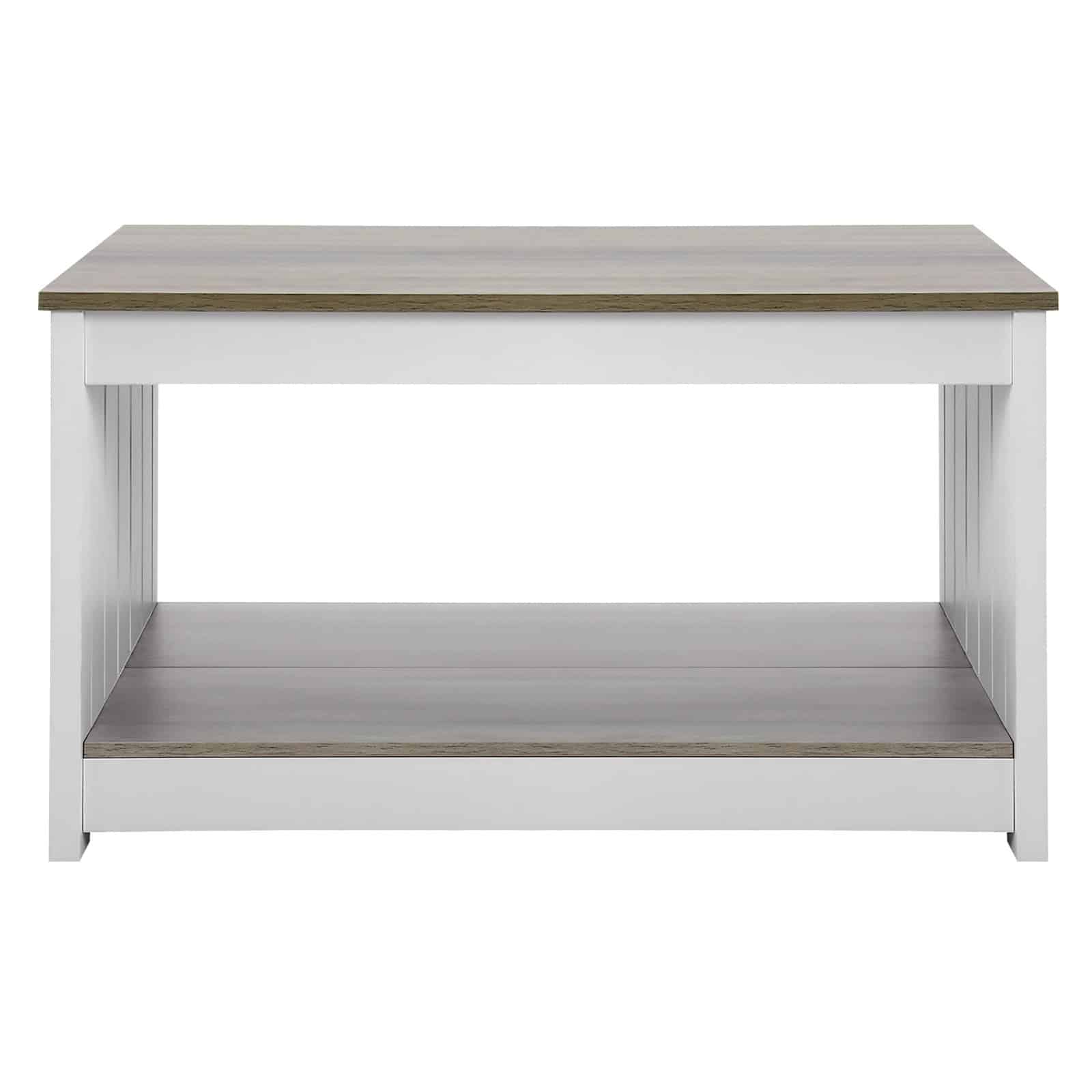 VEVOR 80cm Square Farmhouse Coffee Table with Open Storage, Rustic Wooden Table for Living Room, Gray & White - Image 10