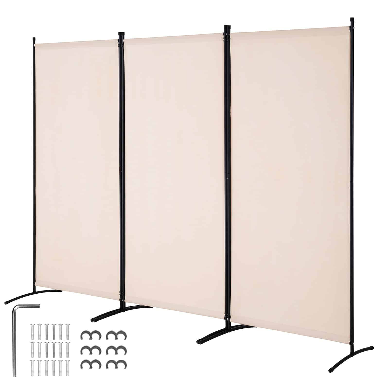 VEVOR 3-Panel Folding Room Divider, Freestanding Oxford Fabric Privacy Screen, 260×184×52 cm, Beige, for Home & Office
