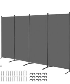 VEVOR 4-Panel Folding Room Divider, Freestanding Oxford Fabric Privacy Screen, Portable Partition for Home & Office, Grey
