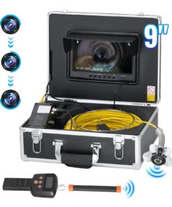 VEVOR 50m Sewer Inspection Camera with 512Hz Locator, 9'' HD Screen, Self-Leveling, 36X Zoom, 12 LED, IP68 Waterproof, 32GB Card