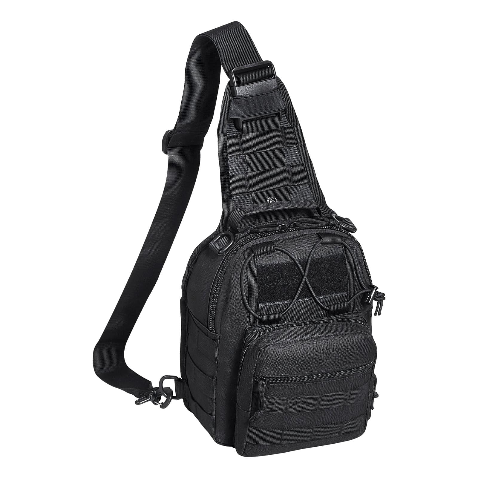 VEVOR 10L Tactical Sling Bag, Waterproof 600D Shoulder Backpack with MOLLE, Multi-Pocket for Hiking, Camping, EDC - Black — attēls 10
