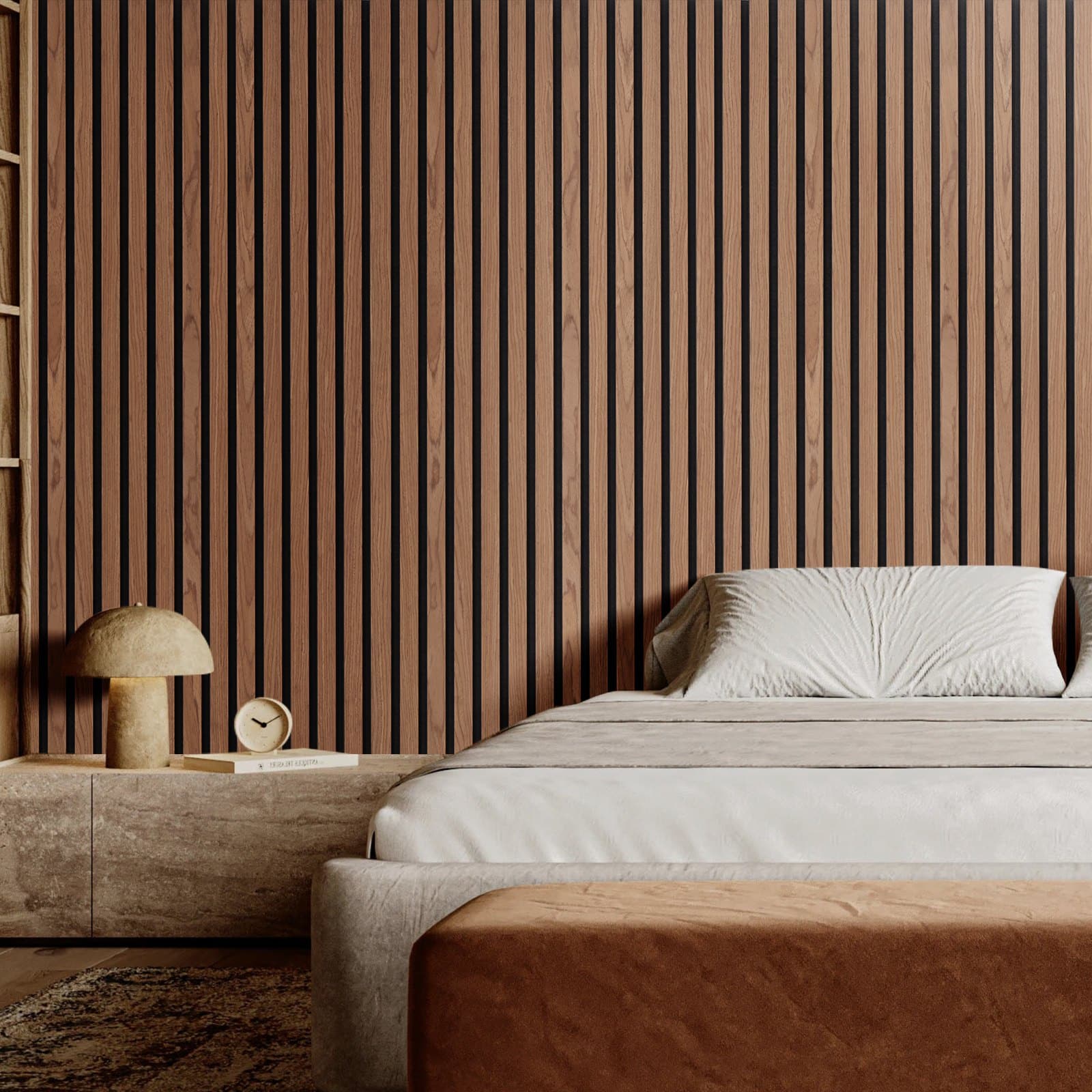 VEVOR Walnut Acoustic Wood Slat Panels 20x240cm MDF Wall Panels for Modern Interior, Noise Reduction & Easy Install, 1pc - Image 8