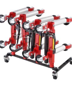 Стеллаж для колесных тележек VEVOR с колесами 360°, вмещает 4 тележки, прочная сталь, мобильный органайзер для гаража или мастерской