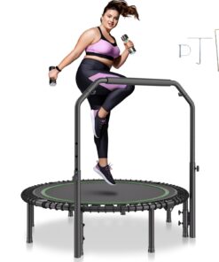 VEVOR 130 см складной фитнес-батут для взрослых, нагрузка до 204 кг, тихий батут с 4-уровневой регулируемой ручкой