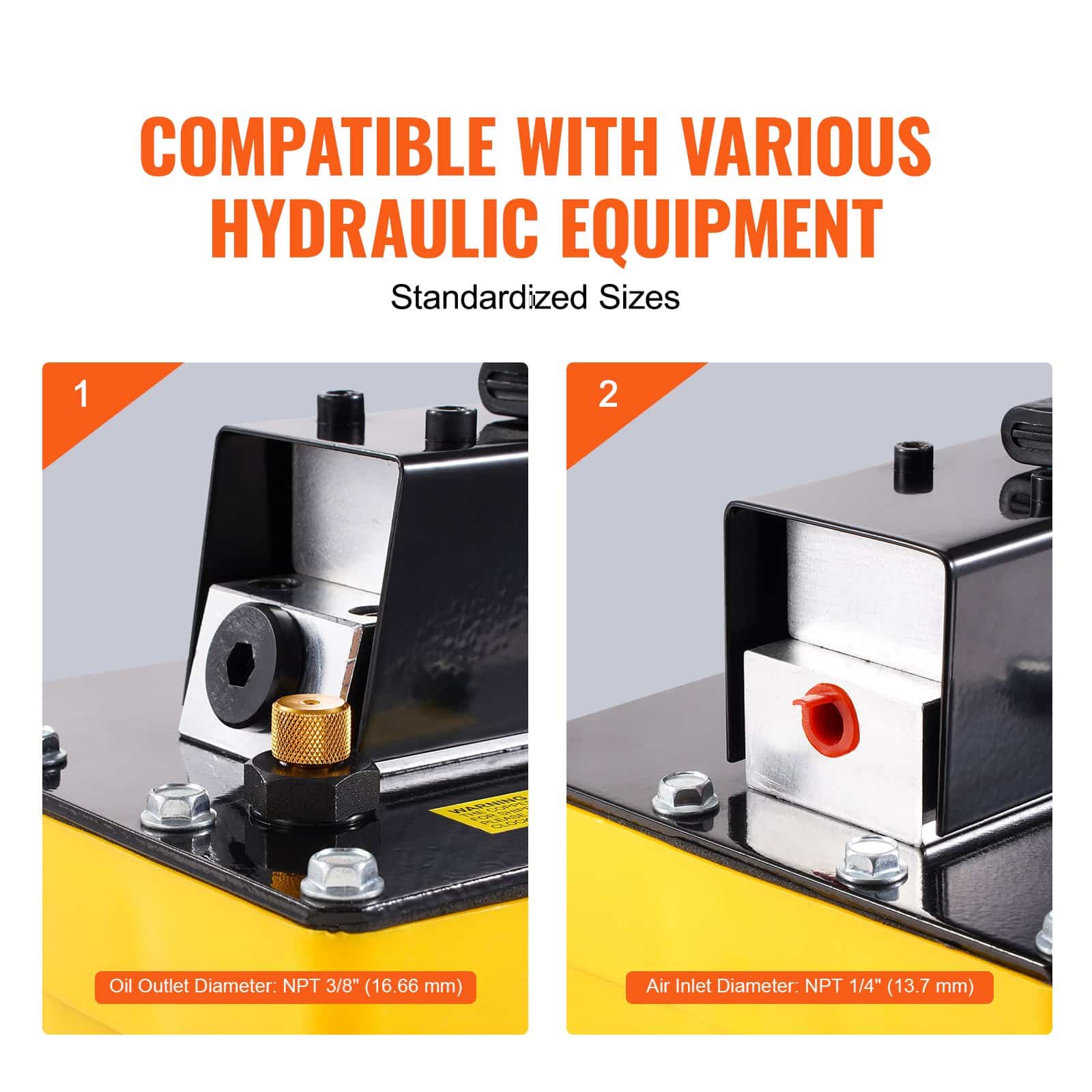 VEVOR 689 bar Air Hydraulic Pump with 2.3 L Tank, Remote Control, 9.5 mm Outlet, 6.4 mm Inlet, for Frame Machines & Presses - Image 5