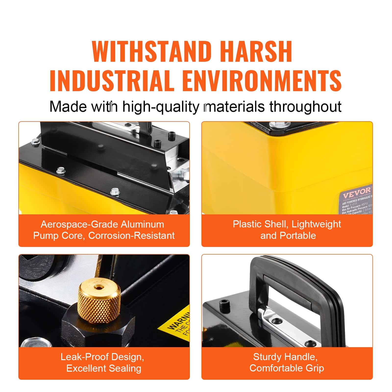 VEVOR 689 bar Air Hydraulic Pump with 2.3 L Tank, Remote Control, 9.5 mm Outlet, 6.4 mm Inlet, for Frame Machines & Presses - Image 6