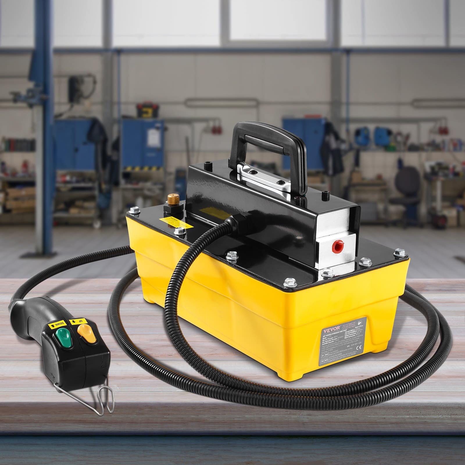 VEVOR 689 bar Air Hydraulic Pump with 2.3 L Tank, Remote Control, 9.5 mm Outlet, 6.4 mm Inlet, for Frame Machines & Presses - Image 8