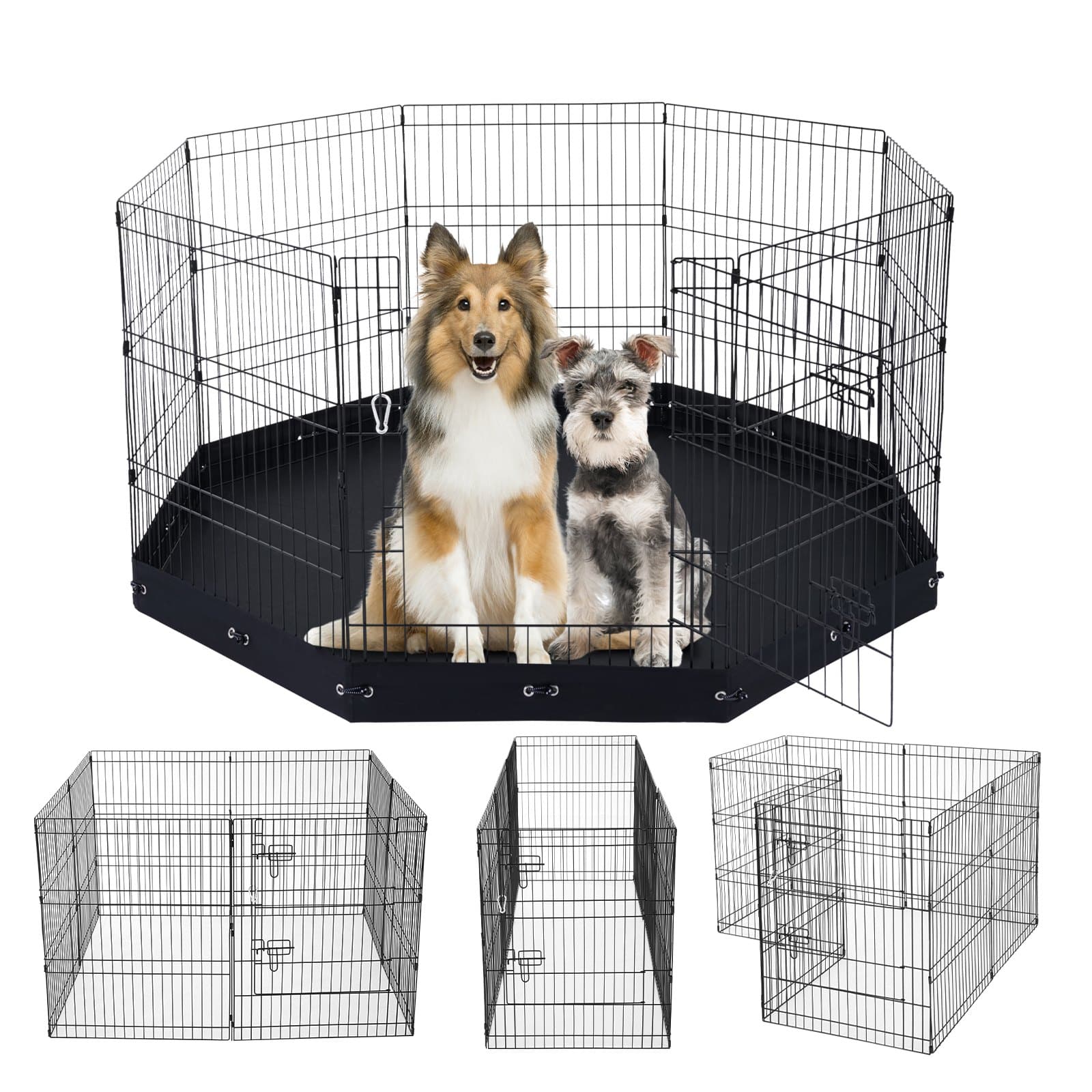 VEVOR Foldable Metal Pet Playpen with 8 Panels 76x61cm, Waterproof Oxford Mat, for Dogs, Cats, Indoors & Outdoors